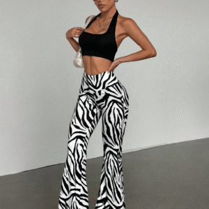 Wild Swing – Pantalones Acampanados Estampado Cebra